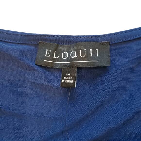 NWT Eloquii Blue Knot Front Pleated Skirt Dress Sz 24 - Picture 3 of 14